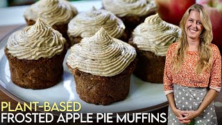 Plant-Based Apple Pie Muffins w/ Cinnamon Cream Frosting! #gluten-free #veganrecipes