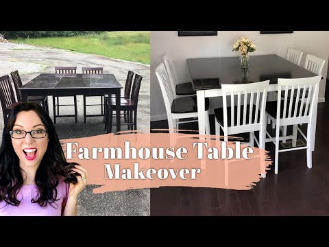 DIY Farmhouse Dining Table MAKEOVER