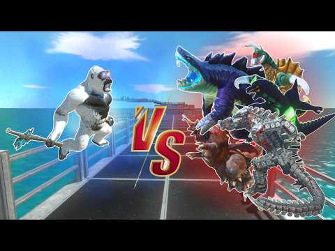 Angry Frostbite King Kong save Godzilla 2014 from Sharkjira - Animal Revolt Battle Simulator