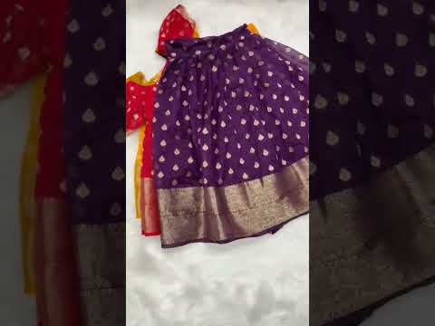 *Kota zari weaving lehenga for kids*Lehenga*: Fully stitched Kota zari And Minakari weaving work