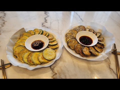 How to make aubergine(egg plant) pancake & zucchini pancake 가지전& 호박전 simple