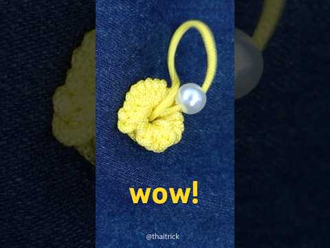 Simple Flower Embroidery with Beads #creativesewing #handsewing #embroiderytips #sewinghacks