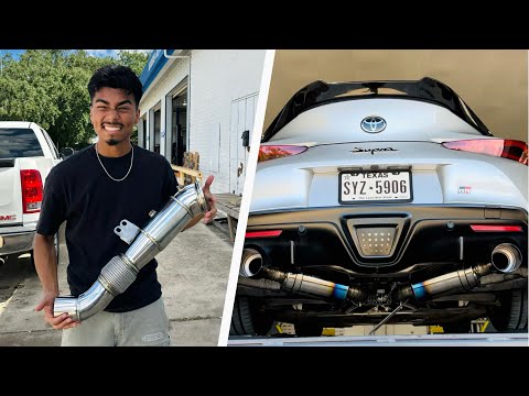 INSTALLING A NEW CATLESS DOWNPIPE AND FULL TOMEI EXHAUST KIT ON MY TOYOTA SUPRA!! “Extremely loud”