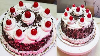 BLACK FOREST CAKE | Simple & Easy Cake without oven | Eggless Black forest pastry Cake in Telugu