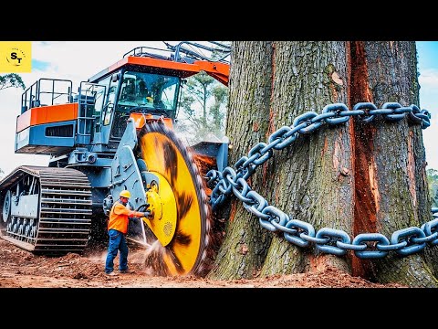 Extreme Dangerous Fastest Big Chainsaw Cutting Tree Machines | Monster Stump Removal Excavator #622