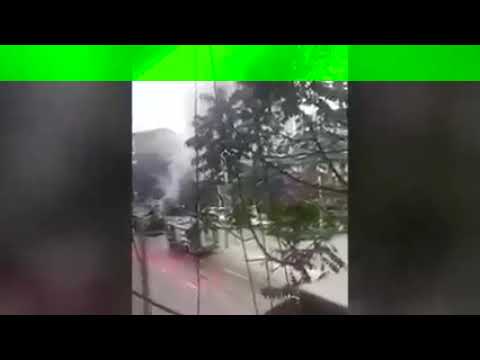 Military truck was bombed and caught fire in Yangon