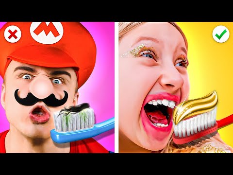 Rich Mario VS Poor Mario Have Daughters! *Parenting Hacks & Gadgets For Parents* by Crafty Panda Go!