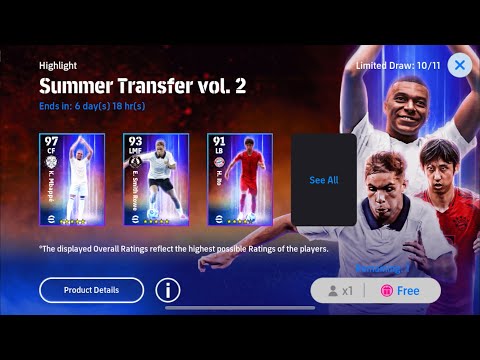 Summer Transfer K. Mbappe For Free Try Trick 💀| eFootball 2024 Mobile