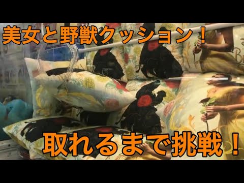 【UFOキャッチャー 攻略】何回で取れるか挑戦してみた！美女と野獣 巨大クッション ディズニー