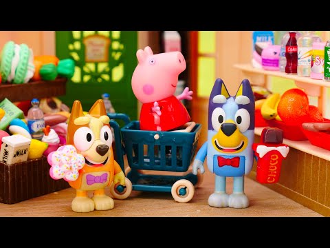 Bluey & Bingo Go Grocery Shopping to the Supermarket | Toy Learning Videos for Kids and Toddlers