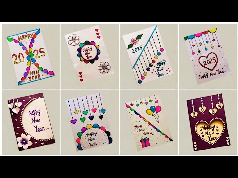 Happy New Year Card Drawing 2025/DIY New Year Greeting Card/Project Work Designs/Front Page Designs