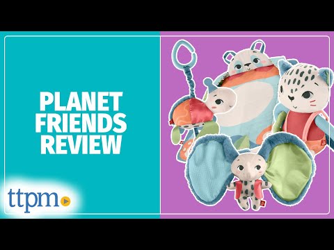 Planet Friends Bounce Turtle, All Ears Lovey, Snow Leopard, and Roly-Poly Panda Play Mat