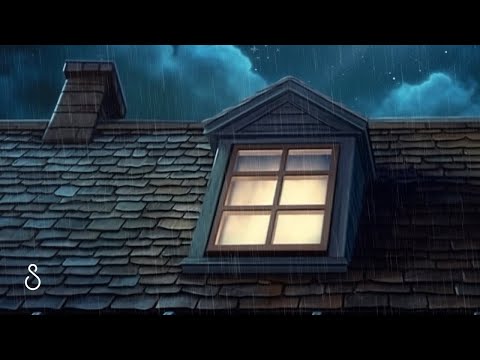 Rain Drops Hitting A Roof Skylight Window💧Black Screen | 12 Hours | Sleep In Series