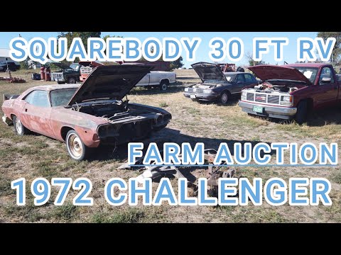 1972 Challenger, 1979 Square Body Chevy, 30 Foot Diesel RV,  Iliff, Colorado Farm Auction