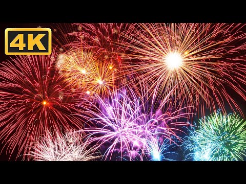 4K Amazing Fireworks Show with Sound! 1 Hour Holiday Mood! Relaxation Time!