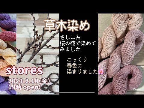 90.【草木染め】│刺し子糸コットン│桜の枝で染めてみました