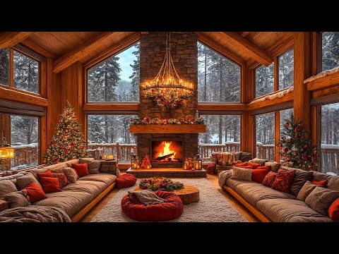 Cozy Christmas Ambience 🎄 Warm Crackling Fireplace Sounds & Soft Christmas Jazz Songs 2025 🎅