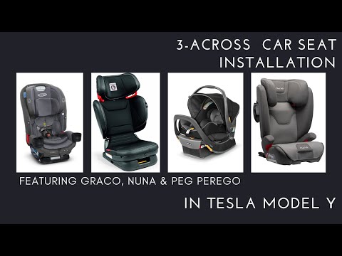 Fitting 3 Car Seats in a Tesla Model Y: Graco, NUNA, Peg Perego Solutions | Destinationbabykids.com