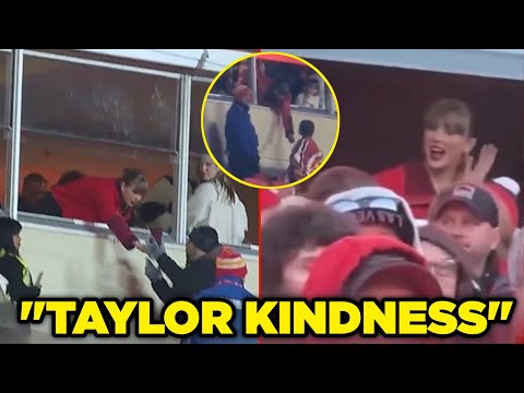 NEW FOOTAGE Taylor Swift WAVES at her young fan & GIVES some souvenirs during Chiefs vs Raiders game