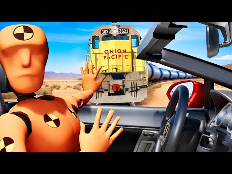 Trains and Car Crashes #6 😱 BeamNG.Drive