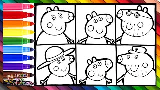 Drawing And Coloring Peppa Pig With Her Family 🐷🐷🐷🐷💗🌈 Drawings For Kids