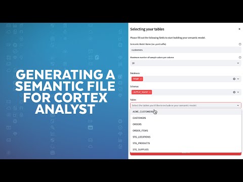 Demo | Generating A Semantic File For Snowflake Cortex Analyst