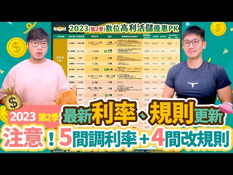 2023Q2台幣數位高利活儲更新 注意有5家銀行利率調整 4家條件改變了｜柴鼠數位高利活儲FQ&A84