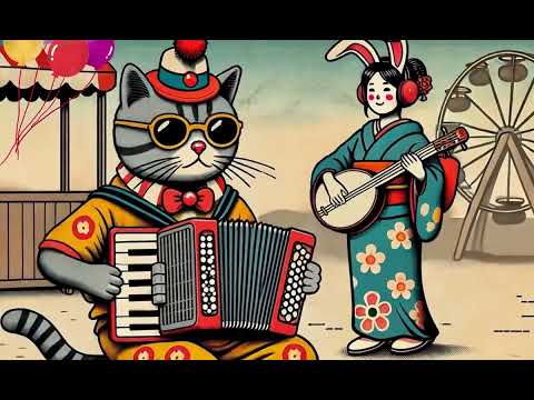 Shamisen 三味線 X Accordion【The Clown Cat's Serenade】Background Music for Studying or Work