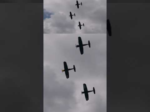 Three Corsairs flying together at Sywell Air Show 2024