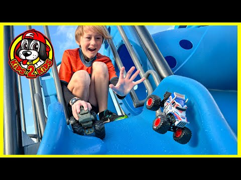 MONSTER TRUCKS PLAY AT THE PARK 🛝 OUR SUPER FUN COMPILATION!