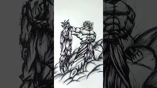 Speed Drawing Stick-man Goku vs Broly 😳//#anime #drawing #shorts