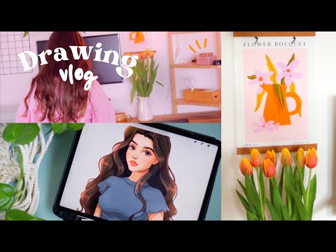 Draw with me VLOG | Procreate, Cinnabons & a Burnt Head