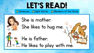 Reading for Grade 1 | Sight Words | Members of the Family | Pronouns | He, She and They