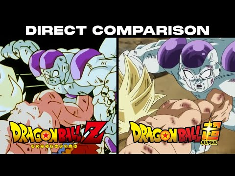 Goku Super Saiyan VS Frieza (DBZ Vs DBS) Comparison Side by Side