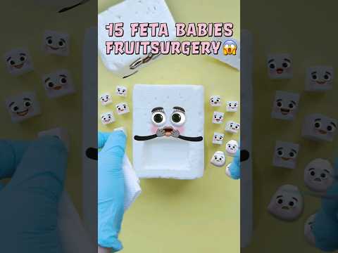 15 Feta BABIES (FROM 2 DADDIES)🤣🧀 - Cheese foodsurgery #animation #fruitsurgery #cute #shorts