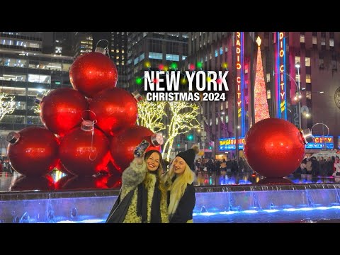 New York Christmas Walk ✨ Rainy Night Walk Midtown Manhattan Holiday Season NYC Walking Tour 4K