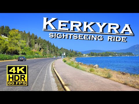 Kerkyra Corfu Greece sightseeing ride in 4K 60fps HDR 💖 The best places 👀 Motorbike trip , city ride