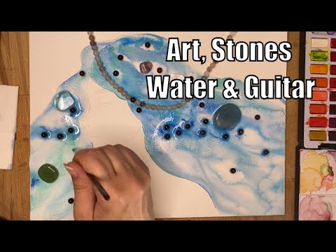 Watercolor Art with Stones | Calming Waves & Relaxing Guitar Music