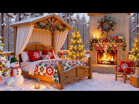 Beautiful Snowy Christmas Ambience Instrumental🎅 Christmas Calm Music Fireplace 🔥Fireplace Christmas