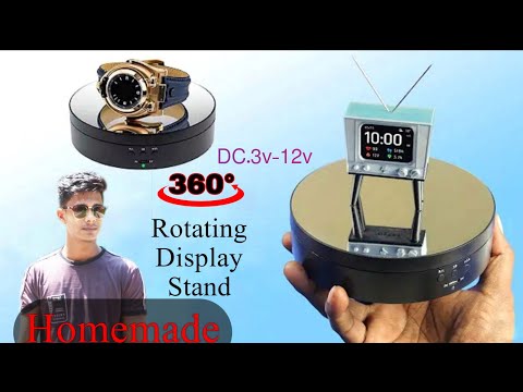 How to make 360 Degree Motorized Rotating Mirrored Display Stand | homemade রোটাটিং ডিসপ্লে