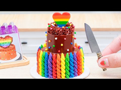 How to Make the BEST Miniature Rainbow Chocolate Cake 🌈 Tasty Miniature Sweet Rainbow Cake