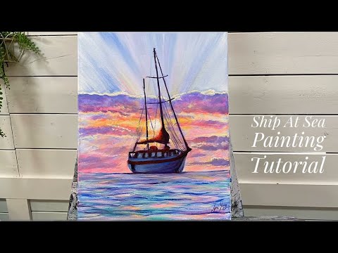 How To Paint: SHIP AT SEA 🌊 Acrylic Tutorial for Beginners