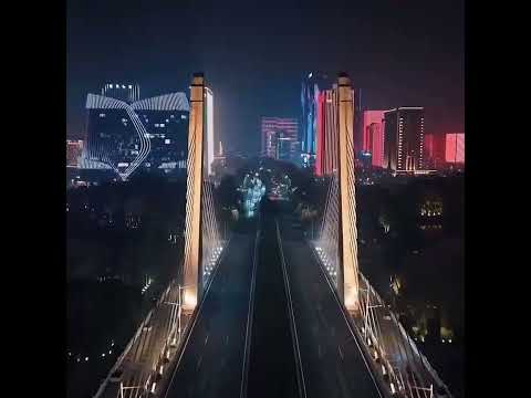 This is Zhengzhou Longzihu, the night view is so beautiful.#Zhengzhou