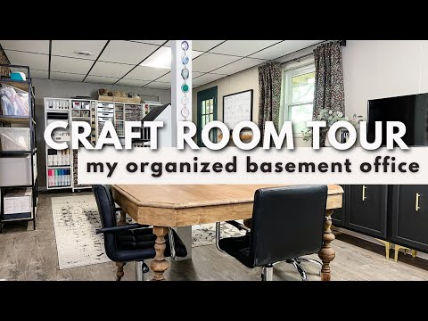 MY ULTRA-ORGANIZED CRAFT ROOM TOUR | How I set up & organized my basement home office and craft room