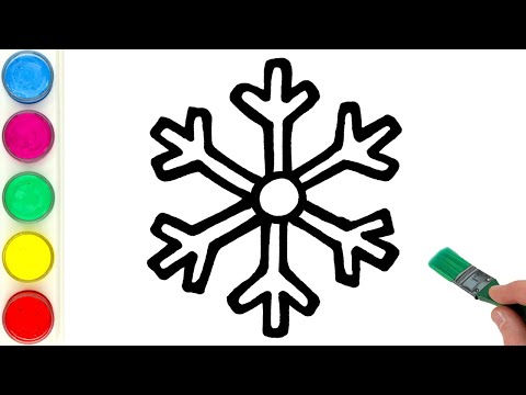 Snowflake Picture Drawing, Painting, Coloring for Kids, Toddlers | Learn to Draw Winter Drawings