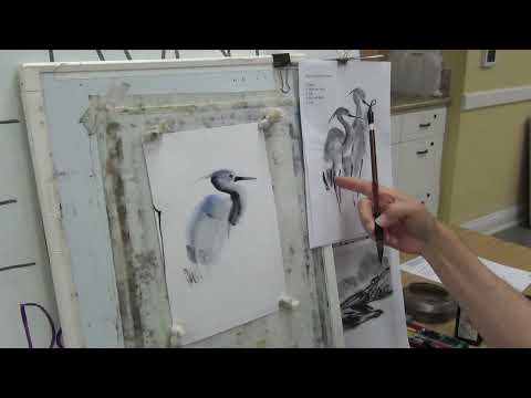 🔴[ LIVE ]  Chinese Landscape Class Lesson 8: Incorporating Blue Herons into Qi Baishi's Painting 1/3