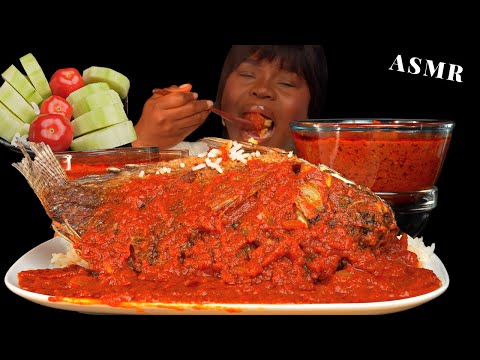 ASMR SPICY TILAPIA FISH CURRY STEW MUKBANG |NIGERIAN/INDIAN FOOD| Talking |Eating Sounds| Vikky ASMR