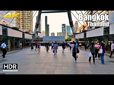 Walking in Silom and Sathorn - Bangkok Downtown 2023 [4K HDR]