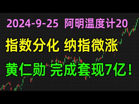 美股收评0925，指数分化 纳指微涨，黄仁勋 完成套现7亿！