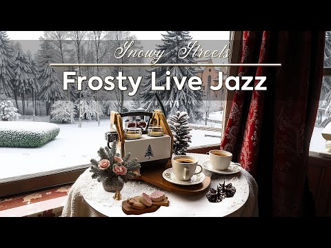 Frosty Live Jazz ~ Relax with Coffee Brewing on Snowy Streets for a Cozy Morning 🥐🧶